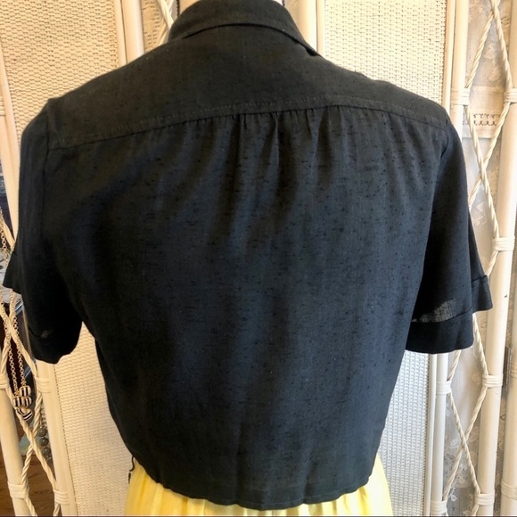 Vintage 70s Dress Yellow with Black Cropped Jacket and Skinny Belt size Medium - Picture 12 of 16